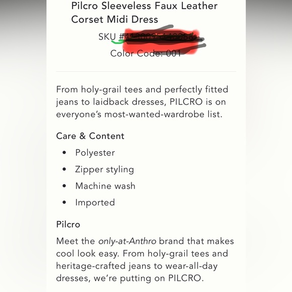 Anthropologie Pilcro sleeveless black faux leather corset midi dress size L - Picture 15 of 16